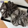 Korea mode Leopardmönstrad överdimensionerad scrunchie för kvinnor elastiskt stort hårband flickor svarta hårgummiband Retro hårband