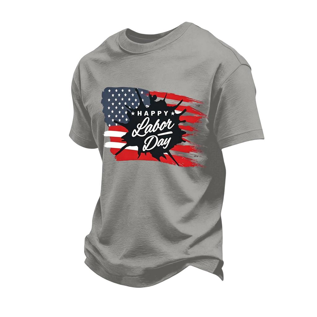 Men's Loose Fit Casual Short Sleeve T-Shirt Labor Day Print Crew Neck Soft Fabric Comfortable Top for Everyday Wear