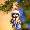2 Pcs Christmas Ornaments Cartoon Snowman Santa Claus Acrylic Pendant Xmas Tree Hanging Decoration for Holiday Party Decor Car Accessories
