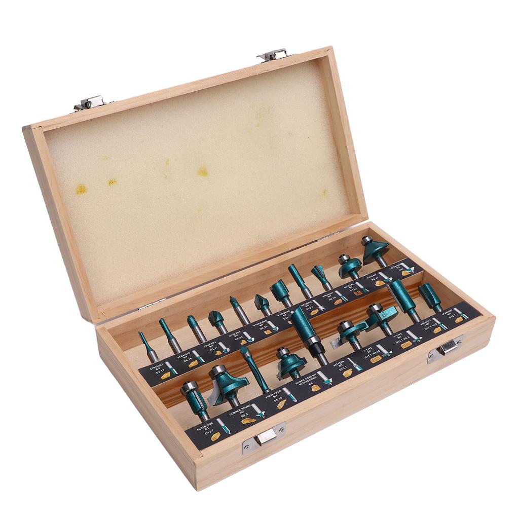 20PCS Carbide Router Bits Woodworking Milling Cutter Tongue and Groove Bit Set for Trimming