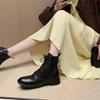 Moda 2025 Nuevas Botas de Mujer Otoño/Invierno Punta Redonda Tacón Grueso Moda Botines Cortos de Piel Genuina para Mujer Hechos a Mano Retro Tacones Bajos