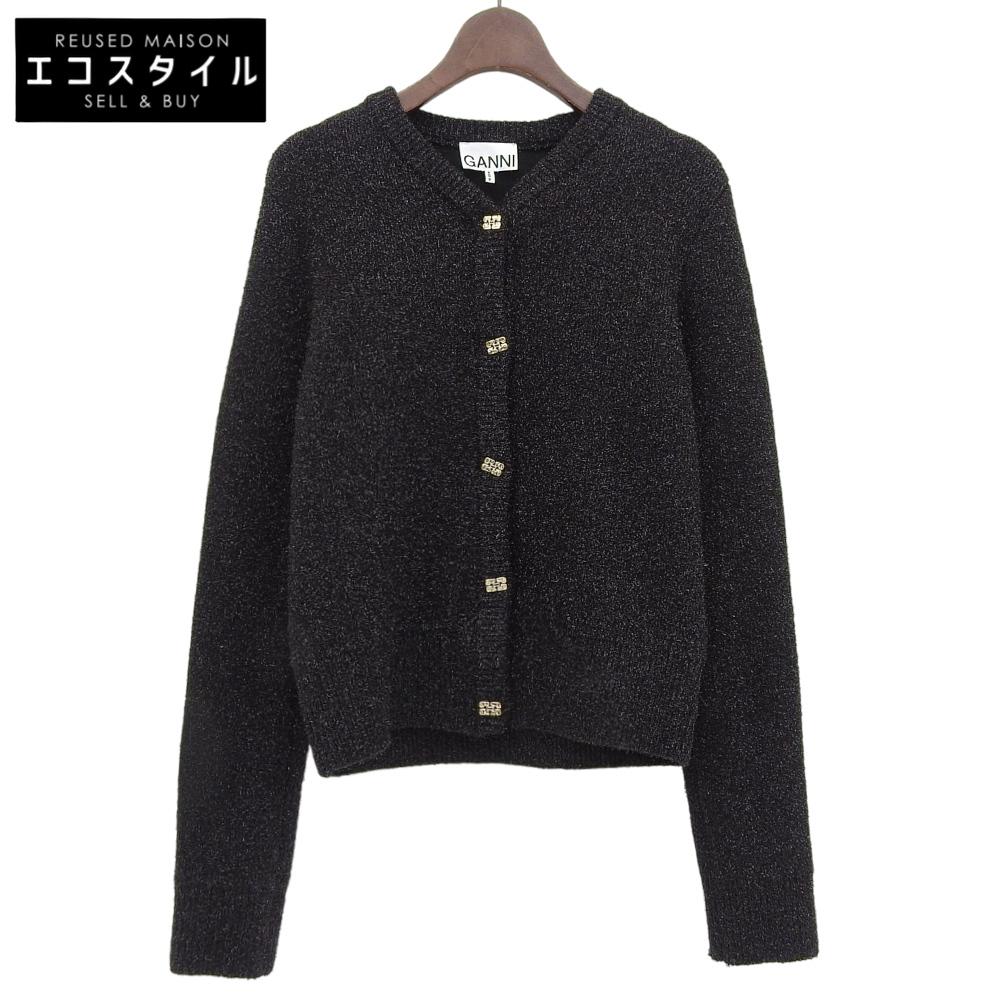 Ganni Beautiful Glitter Sparkle Cardigan, Women's, Black, Size S, K2304 Tops S blackUsed