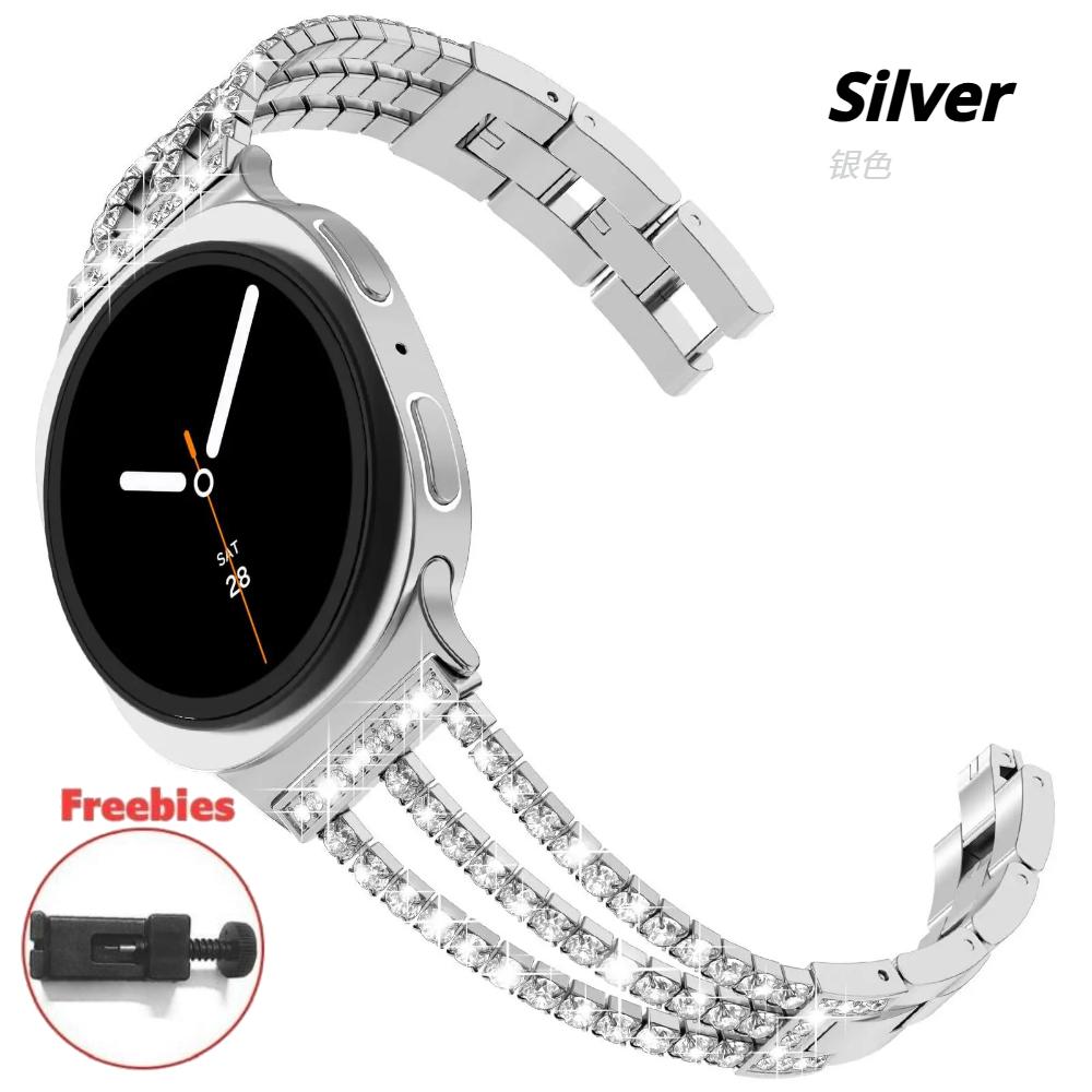

Бриллиантовый ремешок для Samsung Galaxy Watch8 44 мм 40 мм Роскошный женский металлический браслет для Samsung Galaxy 8 Classic 46 мм Correa Galaxy Watch 8 40mm серебряный