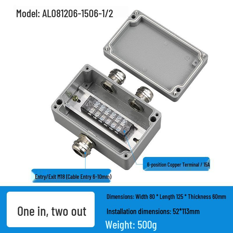 Caja de Conexiones Estanca para Exteriores de Aleación de Aluminio con Terminales