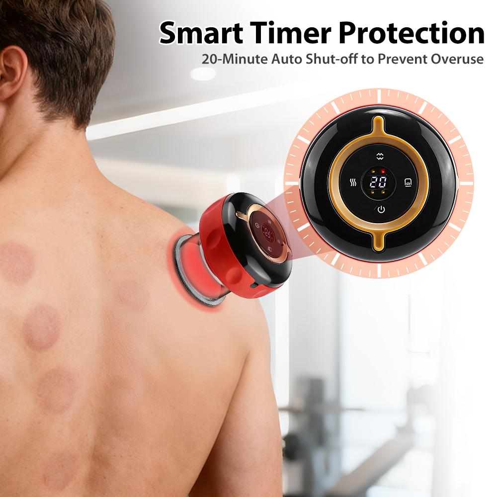 Smart Red Light Cupping Massager Wireless Portable with Remote Control 12 Levels Suction 12 Levels Heating for Body Relax