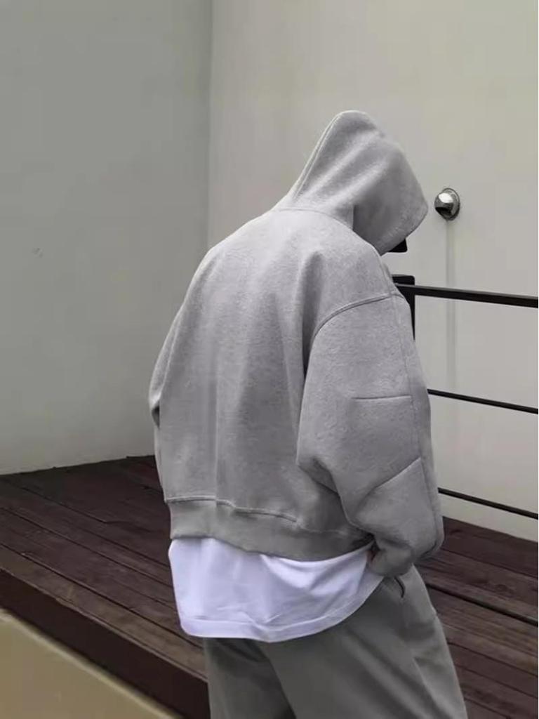 Design Sense Double Zipper Hooded Short Cardigan – High Street Men's Spring/Autumn Jacket