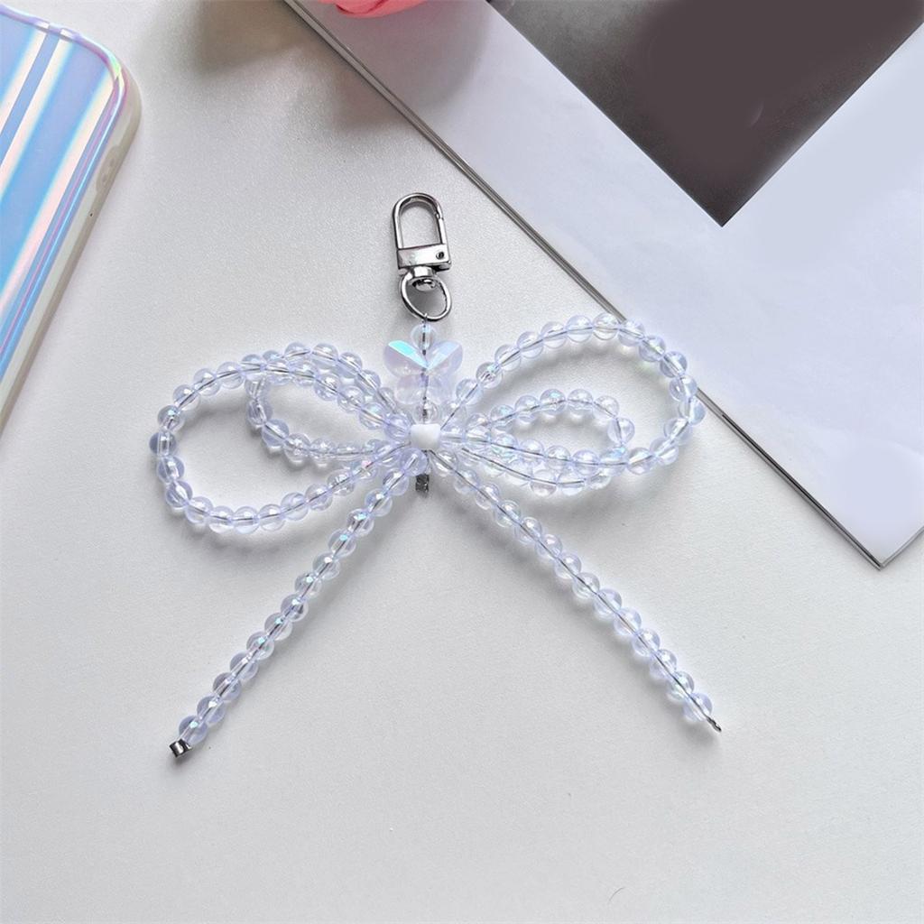 Lovely Bowknot Pendant Bead Keyring Fashion Bag Accessory Elegant Bag Ornament Cute Keychain Suitable for Any Occasion
