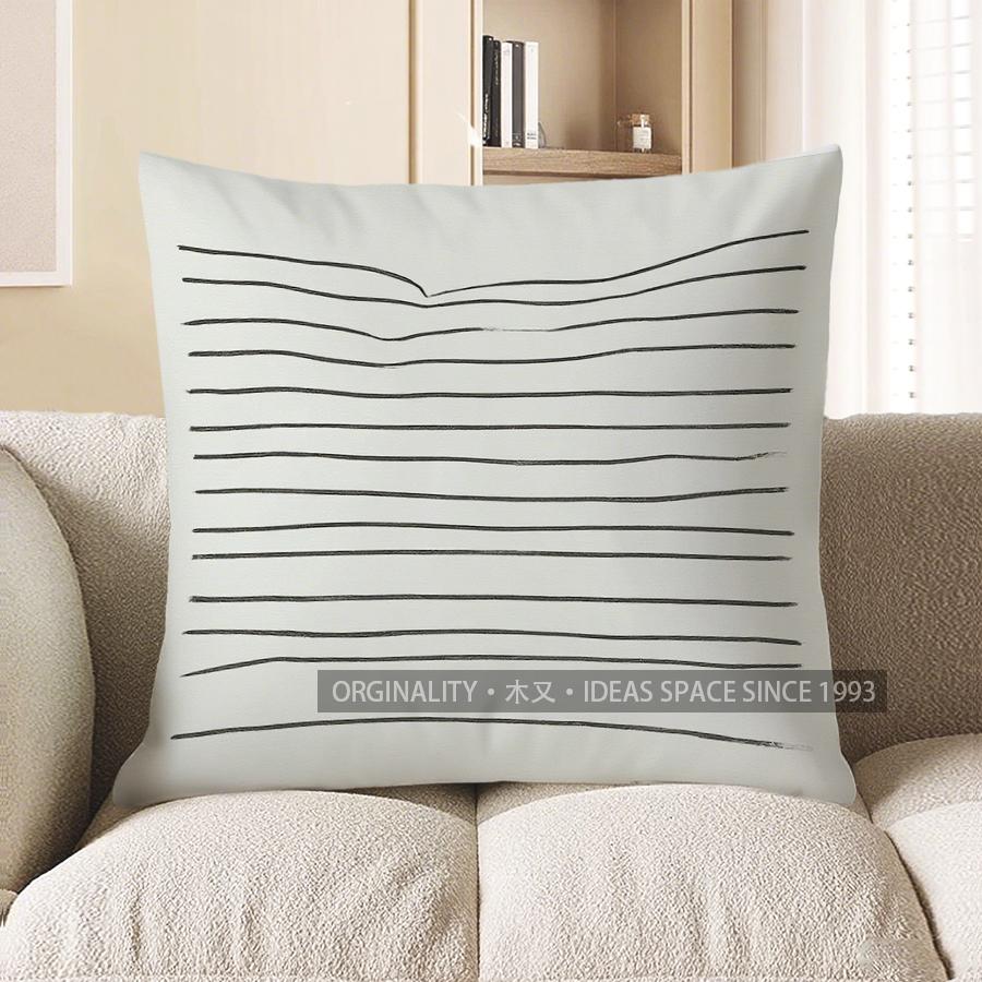 Home Decor Modern Black Stripes Geometric Pattern Pillow Cover Pattern Cushion Cover Suitable for Sofa Bedroom Car Pillow Cover