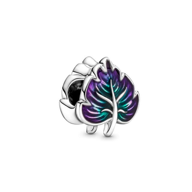 New Openwork Purple Pink Blue Daisy Dangle Charm Bead Fit Snake Chain Bracelet Bangle Pan Series