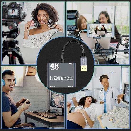 4K 1080P HDMI-compatible To USB 3 Video Audio Loop Out High Clarity 1080p60