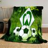 Green Soccer Logo Designed Flannel blanket for bedroom, living room, sofa, and nap
