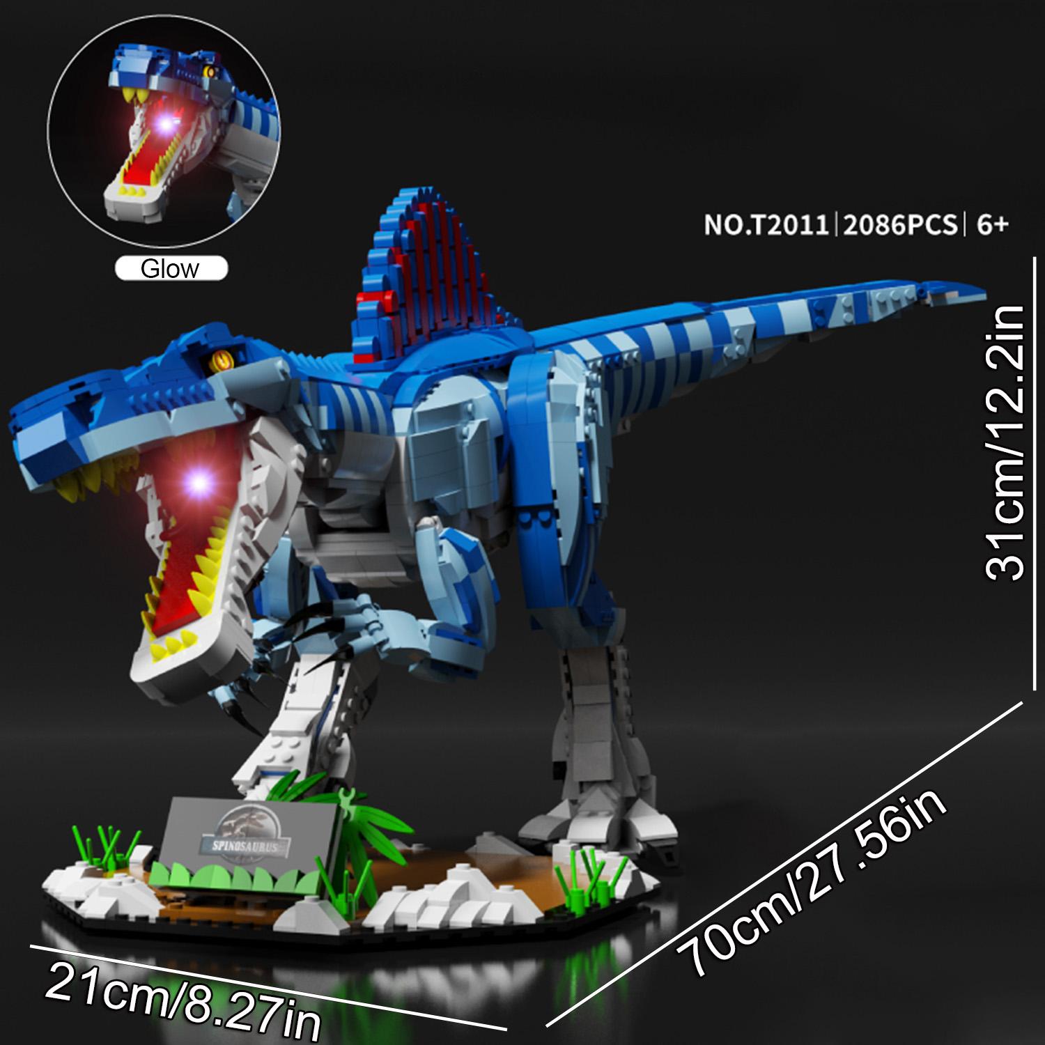 

2086PCS Dinosaur Construction Blocks Playthings Model Blue Spine Dragon Assemble Puzzle Bricks Toy Sets Designed For Kid Desktop Ornament Gifts