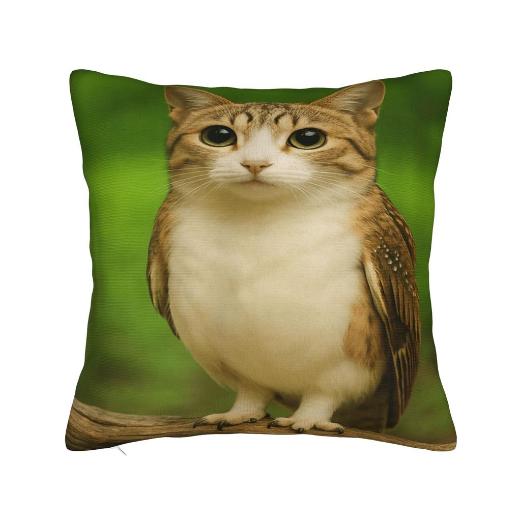 Pillow Cover Internet Famous Meowl Cat Owl Meme  Retro Trendy Pillow Case For Sofa Couch Bed Living Room Pillowcases