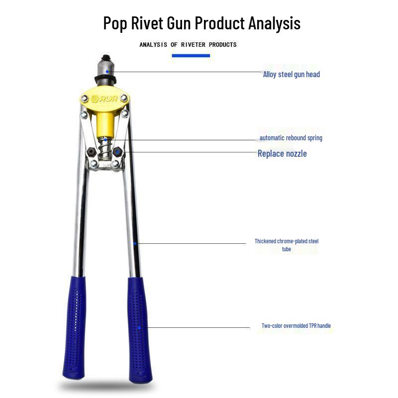 Manual Rivet Gun Double Handle Labor-Saving Riveter Pliers Nailer