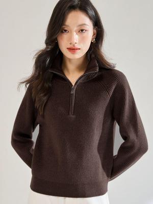 Damen Strickpullover in Marineblau mit Zwei-Wege-Kragen - Vielseitig und lockere Passform, Herbst 2025