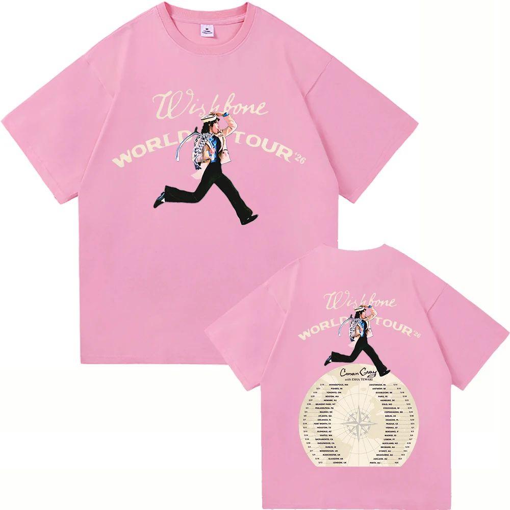 Hiphop Y2k Tops Conan Gray Wishbone World Tour 2026 T Shirt Fashion  Aesthetic Casual Vintage Casual Loose TShirt Unisex
