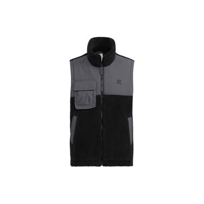 Originals FW22 Clover Logo Print Zipper Stand Collar Fleece Vest Sleeveless Men Vest Black IC8160