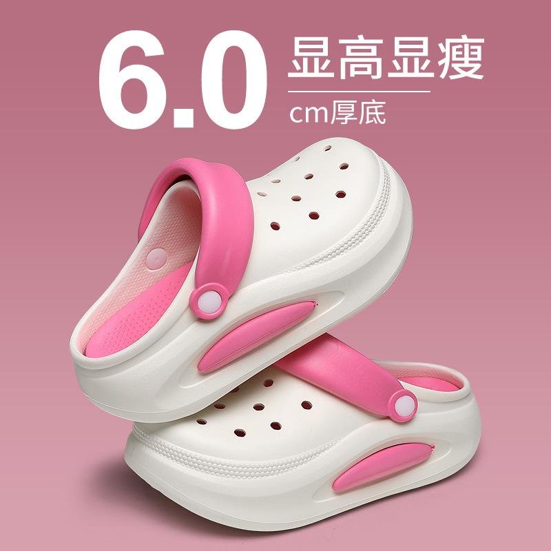 Ins trendige Lochschuhe 2025 Sommer neu Oberbekleidung rutschfest, desodorierend, atmungsaktiv und erhöhte dicksohlige Taschenkopf-Slipper