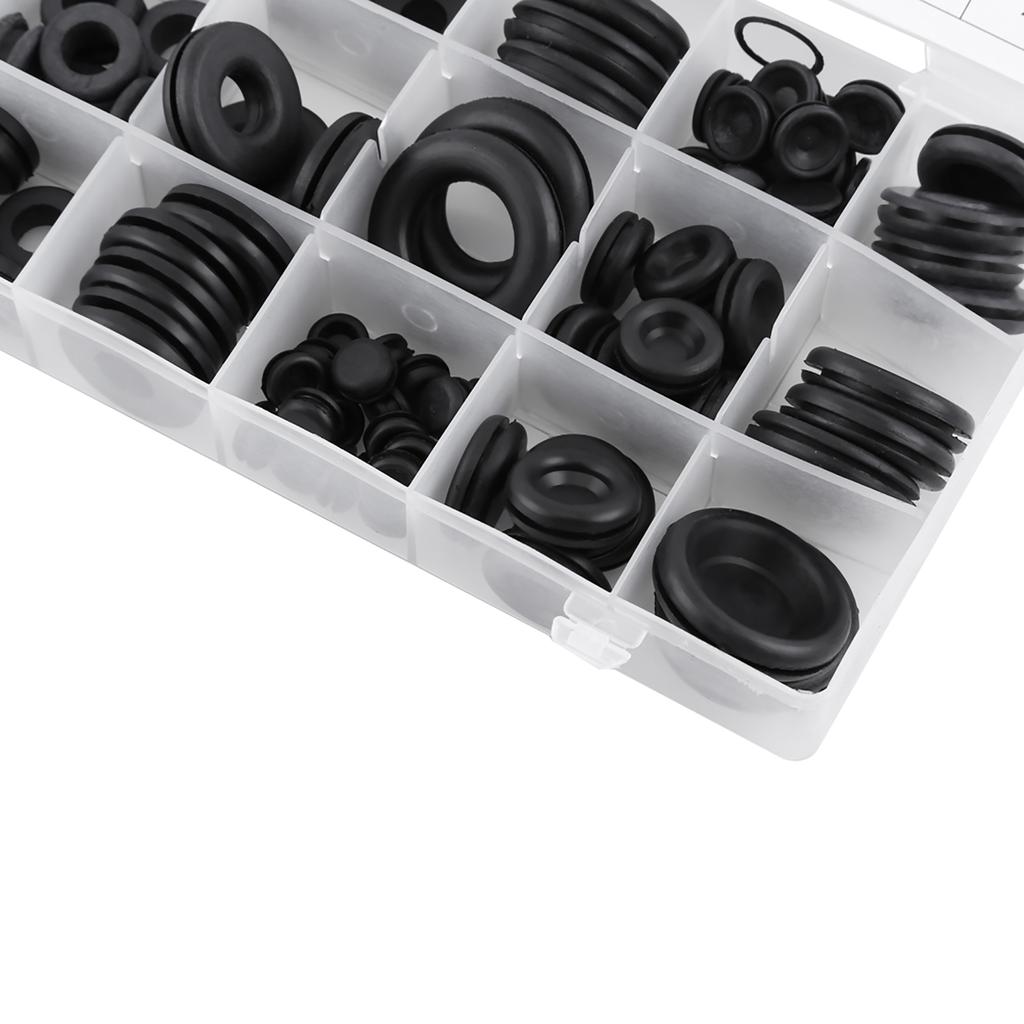 125pcs 18 Sizes Rubber Grommet Firewall Hole Plug Set Electrical Wire Gasket Assortment Kit