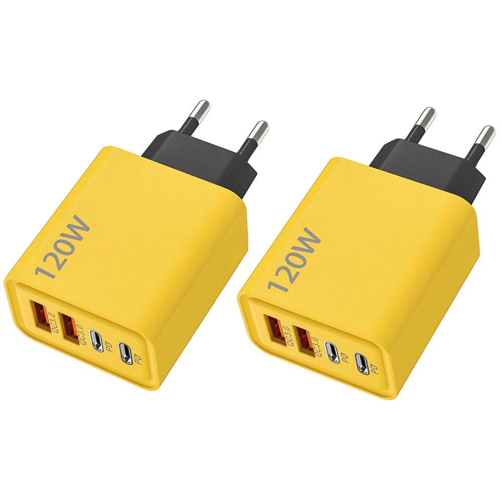 120W USB C PD Charger Dual PD QC Wall Charger Plug 4 Port USB Charger Cube Power Plug Charging Station for Tablets Cellphones