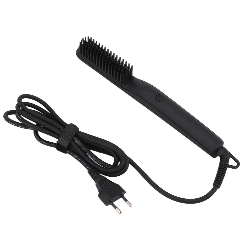 Electric Hair Straightener Brush Negative Ion Hair Straightener Styling Comb 100‑240V Black EU Plug