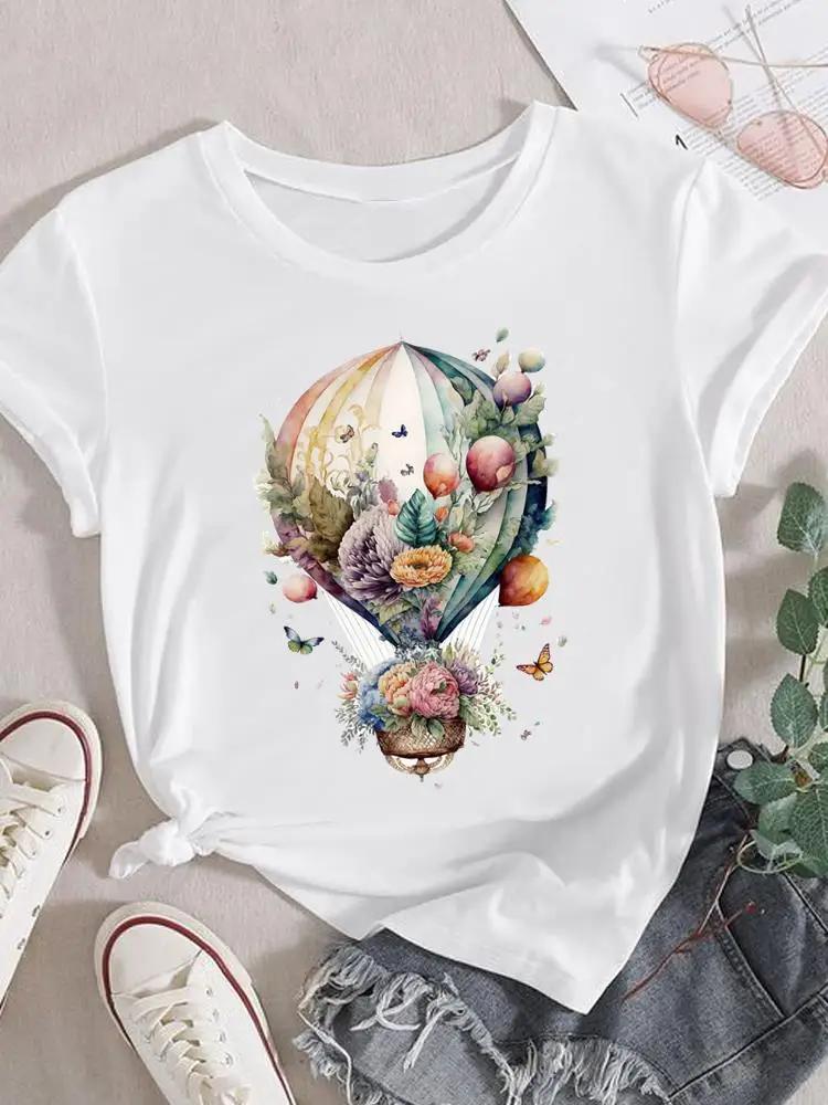 Mode T-Shirt Damen Weiblich Damen Kurzarm Kleidung 90er Trend Blume Süß Grafik T-Shirt Druck Oberteil Kleidung Tee