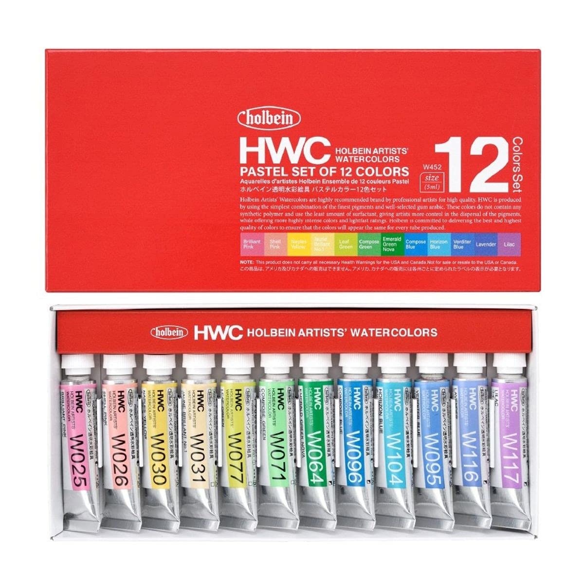 

Holbein Transparent Watercolor Paint W452 5ml Pastel Color 12 Color Set 03452