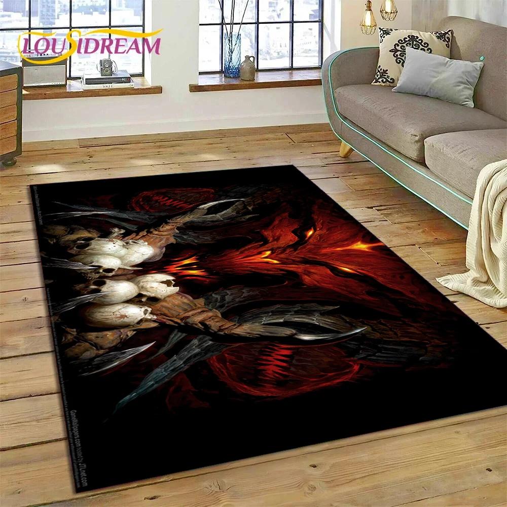 Alfombra de Juego Retro 3D de Diablo para Dormitorio, Sala de Estar, Decoración del Hogar, Sofá, Niños Jugando, Decoración Grande, Felpudo de Regalo