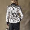 Leopard Print Blouse Womens Satin Long Sleeve Button Down Shirt Elegant V Neck Casual Tops for Work