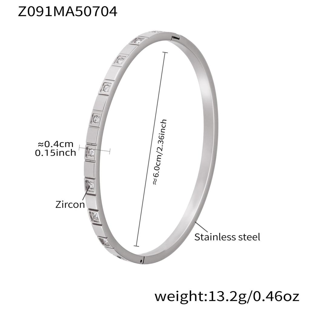 European Classic Zirconia Women's Bracelet: Stainless Steel Design with Rhinestones