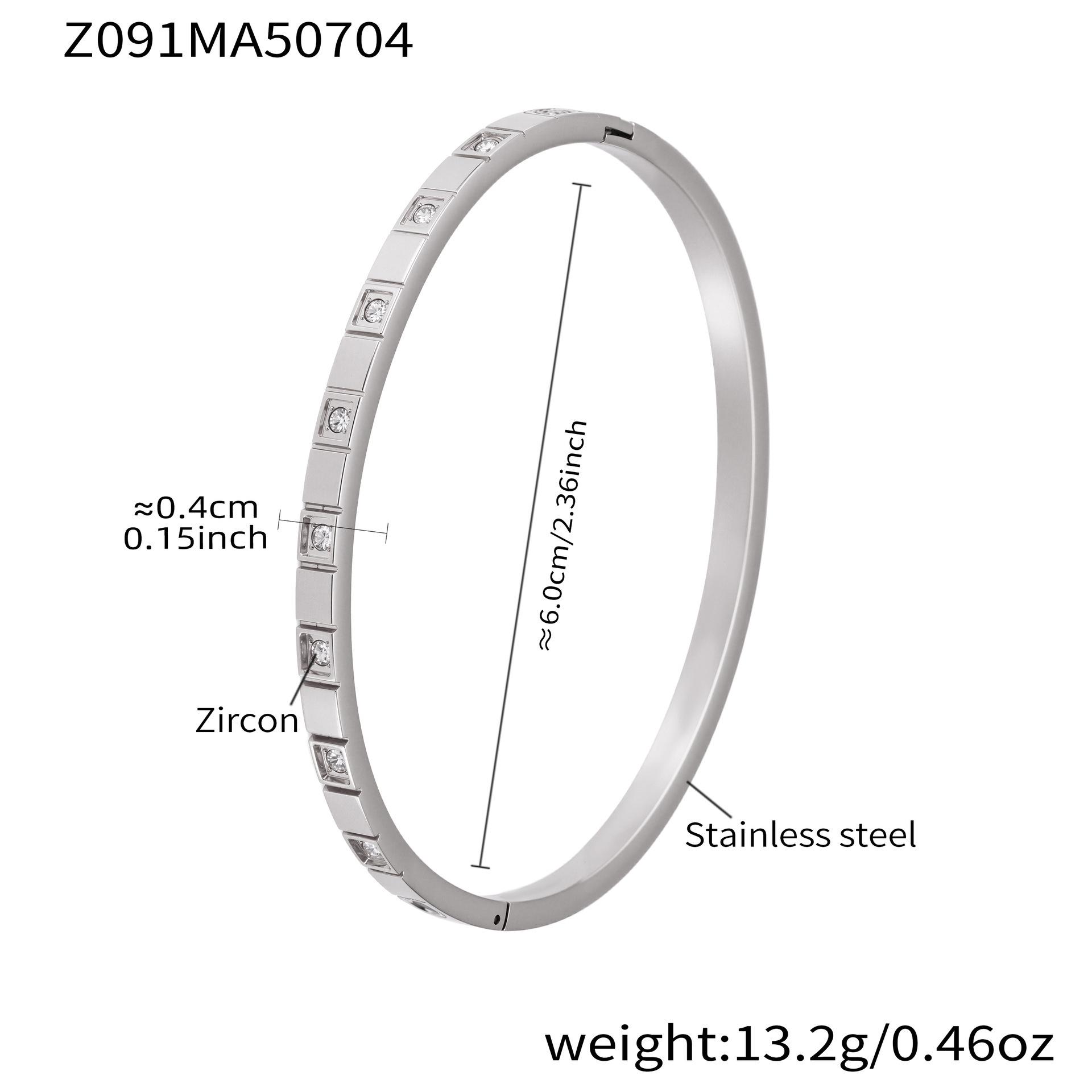 Европейский Классический Женский Браслет с Цирконием: Дизайн из нержавеющей стали со стразами