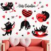 PVC Self Adhesive Valentines Day Wall Stickers Removable Love Cat Balloon Theme Decor Stickers for Wedding Party Home Window