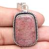 Pendant Rhodonite Gemstone Handmade Mother'Day Gift Silver Jewelry 2"