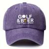 A Printed Baseball Cap That Says Golf And Beer ThatS Why IM Here This Vintage Washed Adjustable Dad Hat Is Designed for G