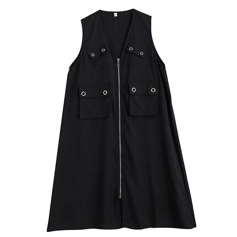 

XITAO Sleeveless Patchwork Dress ZMY1363 One Size чёрный