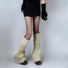 Harajuku Women Autumn Vintage Flared Leg Warmers Socks Gothic Punk Letters Label Ribbed Knitted Foot Covers Streetwear