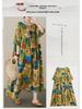 Boho dlhá sukňa letné šaty: Plus Size, Okrúhly výstrih, Krátky rukáv, pre ženy stredného a staršieho veku.