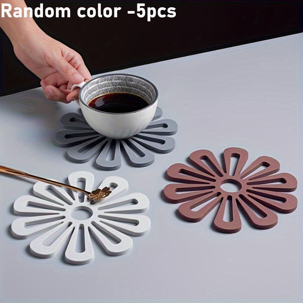 

5/10pcs TPR Heat Resistant Placemat Round Non-Slip Kitchen Table Mat for Hot Dishes,Pots, Cups - Hand Wash Only, Nylon Material as show