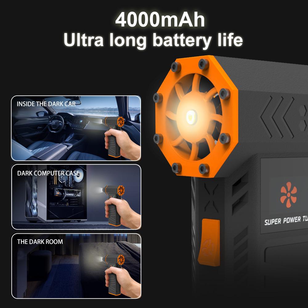 4 Gear LED display 100000RPM Mini Turbo Jet Fan Brushless Electric Air Duster Violent Blower Chargeable with Light Car Cleanin