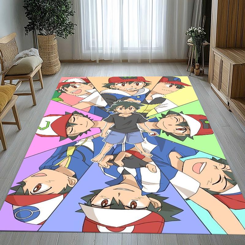Kawaii Pokemon Pikachu Cartoon Living Room Non-Slip Area Rug Soft Carpet for Bedroom Kids Playroom Sofa,Home Decor Doormat Gift