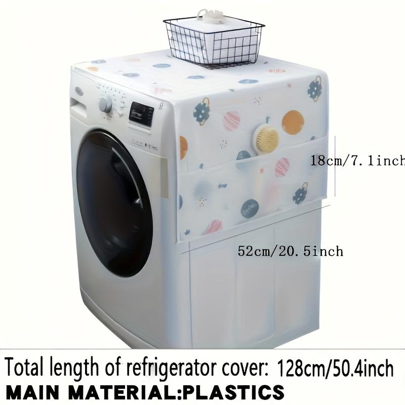 This Multifunctional Refrigerator Dust Cover Features Pockets, Measuring 50.4 X 20.5 Inches, Made from Modern Decorative Fabric. It Is Suitable