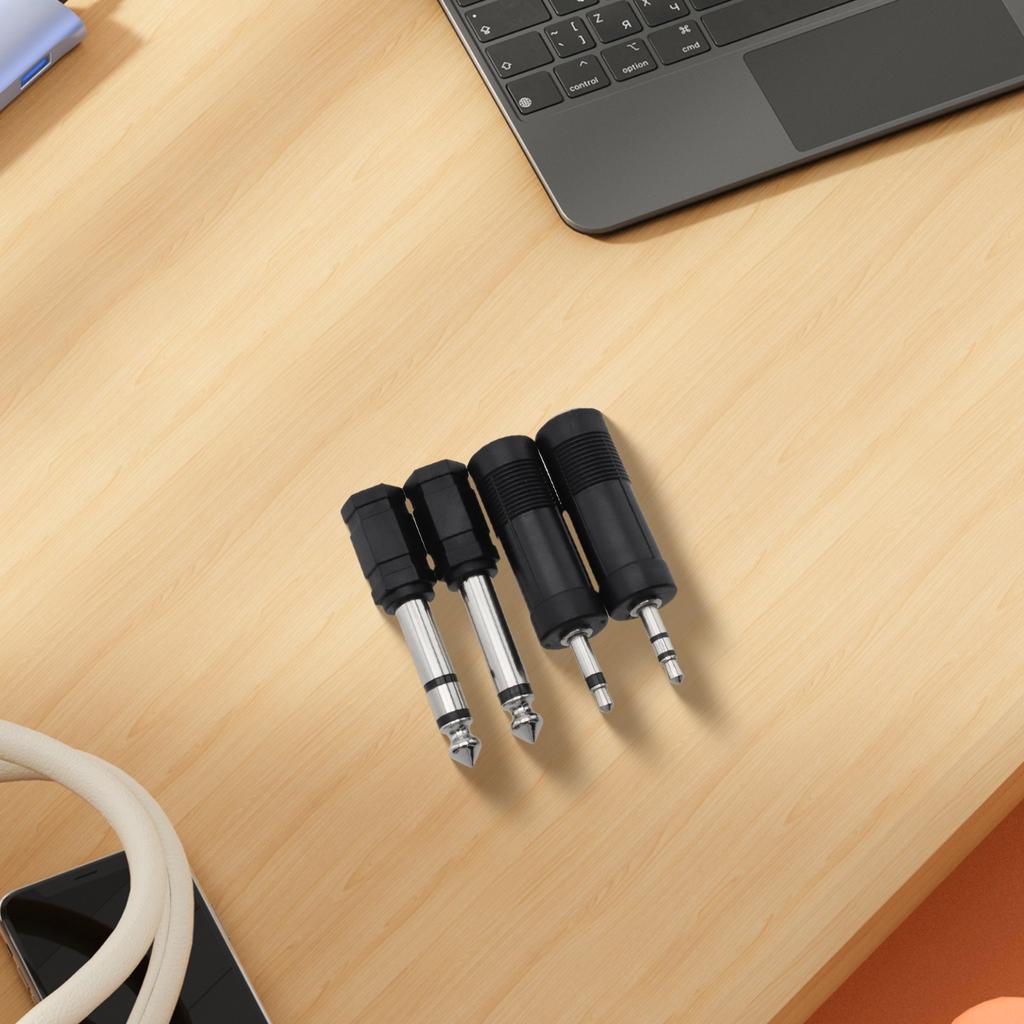 4PCS 3.5mm To 6.35mm Stereo Headphone Adaptor Connector Converter 6.3mm 1/4 Inch