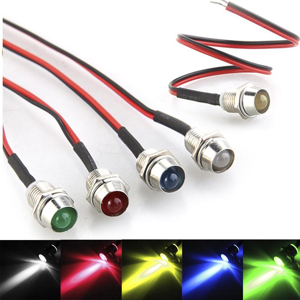 1PCS Prewired Lamp Bulb Set With Bezel HolderFor Motorbike Motorcycle 5mm 12V DC Ultra-Bright LED Indicator Light