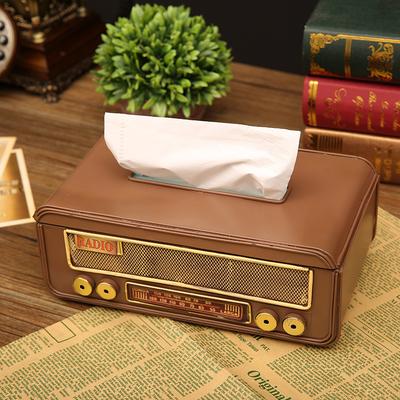 Portarrollos de Papel Creativo Radio Vintage Arte en Hierro Hogar Sala de Estar Mesa de Centro Caja de Pañuelos Decorativa Caja de Pañuelos Radio