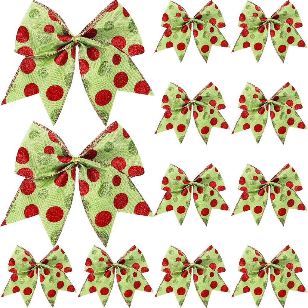 Christmas Supplies 12 Pieces Bow Decoration Bow Christmas Accessories Gift Box Decoration Tree Garland Decoration