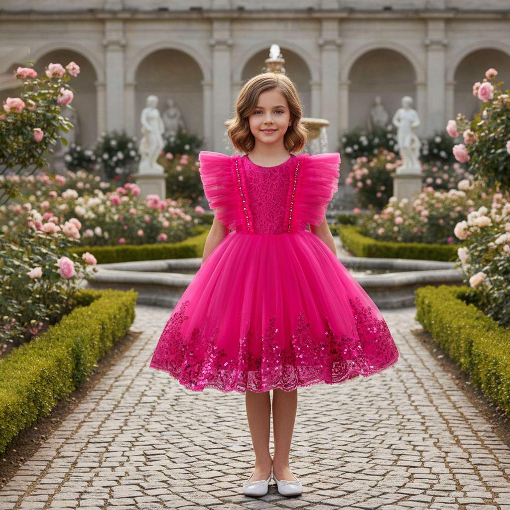 Robe de Princesse Formelle pour Enfants - Jupe Bouffante Fleurie Style Européen & Américain pour Défilés de Mode & Spectacles de Piano