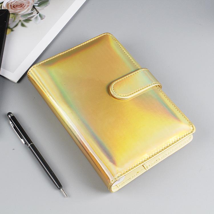 Cute Laser PU Leather DIY Binder Notebook Kawaii Pink Planner Scrapbook Gift Soft Cover Creative School Supplies Journal Diary