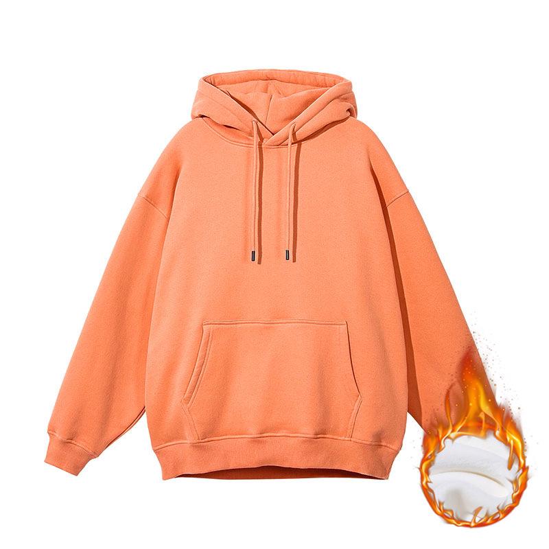 Unisex Heavyweight Hoodie: Solid Color American Street Style for Autumn/Winter