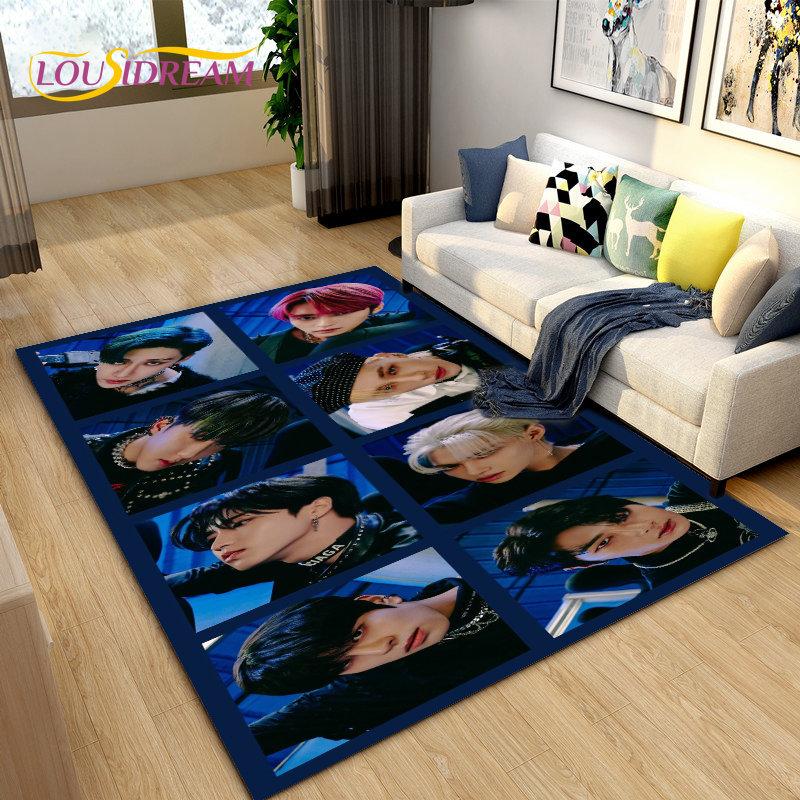 Kpop Singer Stray Kids Area Rug Large,Carpet Rug for Living Room Bedroom Sofa Doormat Decoration, Kids Play Non-slip Floor Mat