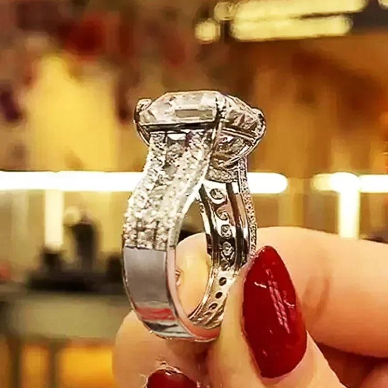 

New Gorgeous Big Princess Square Cubic Zirconia Ring Women for Wedding Bling Female Accessories Party Fashion Zircon 6